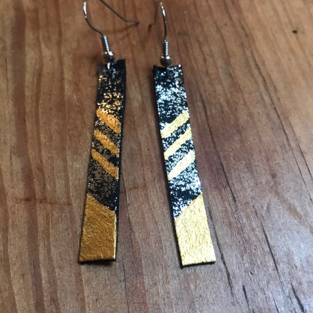Handcrafted, hand painted leather earrings